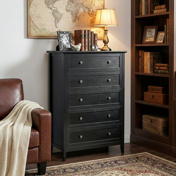 黑色浮雕（SG017FD） P2 刨花板+密度板 三胺 80*40*115cm  拼框 双把手五抽 抽屉柜-7