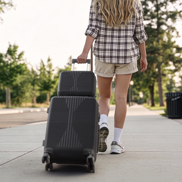 非TSA海关锁二合一 PP拉杆箱 12in 20in PP 黑色-16