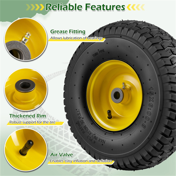 多功能15x6.00-6充气轮胎，适合大多数主流草坪割草机和花园推车-7