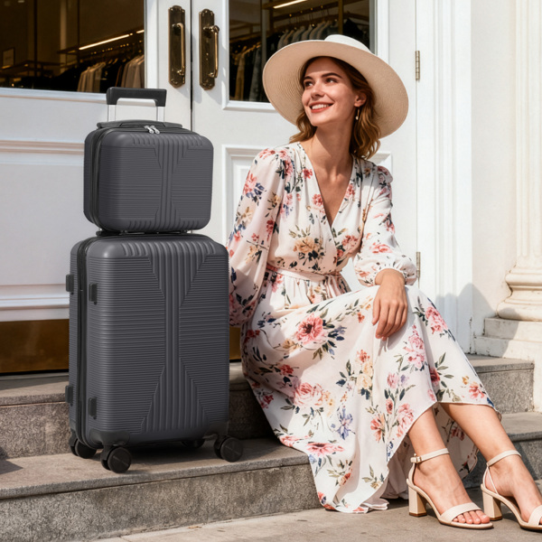 非TSA海关锁二合一 PP拉杆箱 12in 20in PP 深灰色-17