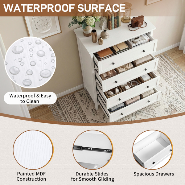 白色浮雕（SG014FD ） P2 刨花板+密度板 三胺 80*40*115cm  拼框 双把手五抽 抽屉柜-2