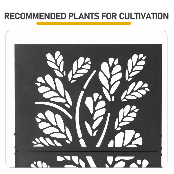 61*23.5*110CM 2层树纹款花架种植筐 黑色 铁种植-3