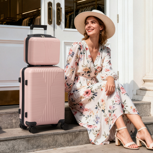 非TSA海关锁二合一 PP拉杆箱 12in 20in PP 玫瑰金色-17