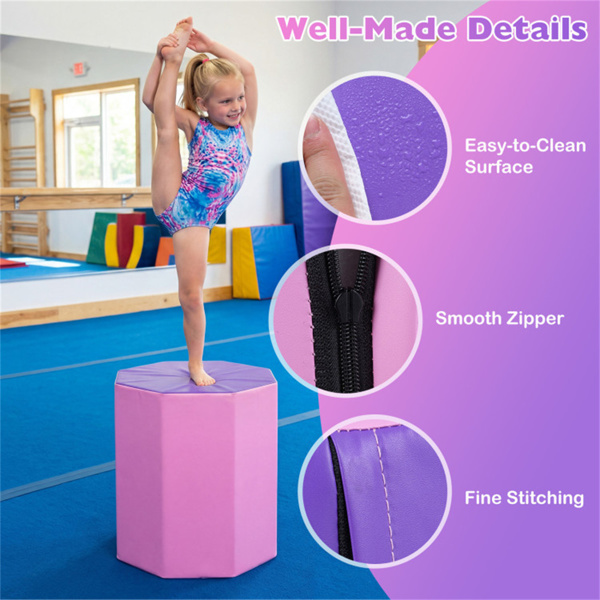 八角翻滚垫，后弯运动训练垫，粉色和紫色人造皮革泡沫垫​-9