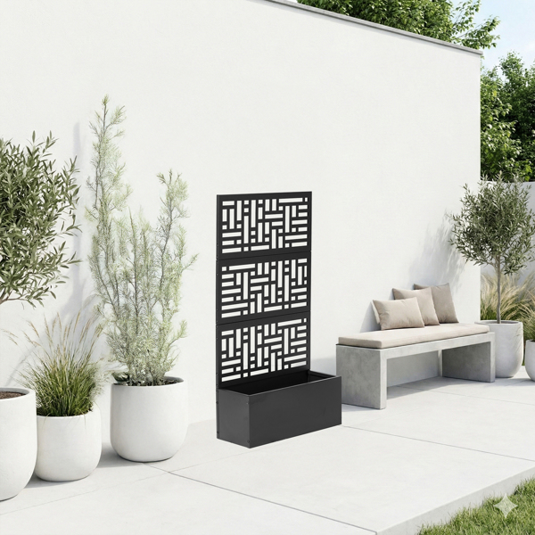 61*23.5*114CM 3层小号网格拆装式铁花架种植筐 黑色 铁种植-5