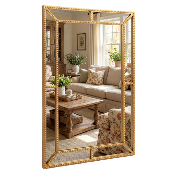 36“x24”金珠金属框装饰墙镜，高清无失真镜子-7