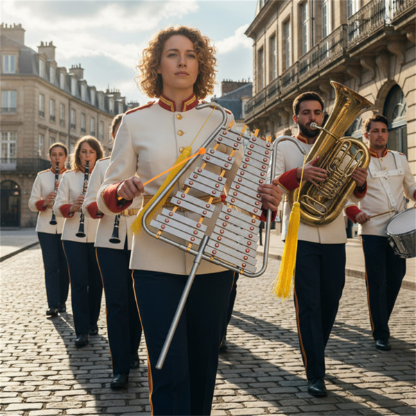 29键行进钟琴银色铝制C5-A7调音，长度可调，带琴槌和皮带-9