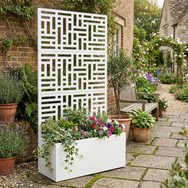 91.5*38*180CM  3层网格拆装式铁花架种植筐 白色 铁种植-2