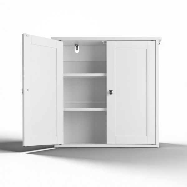 白色 E1密度板喷漆 60*18*60cm 双门2搁架 浴室壁柜-5