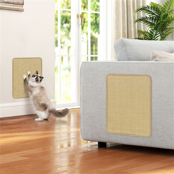 16 x 12英寸天然6件套抓猫垫，剑麻材料防滑乳胶背衬家具保护套-4