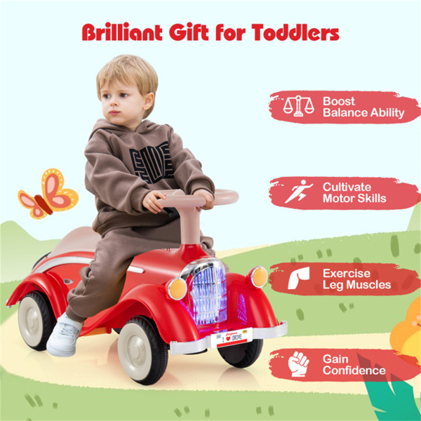 儿童滑车，带LED灯和喇叭的落地玩具（红色,19-36个月）-5