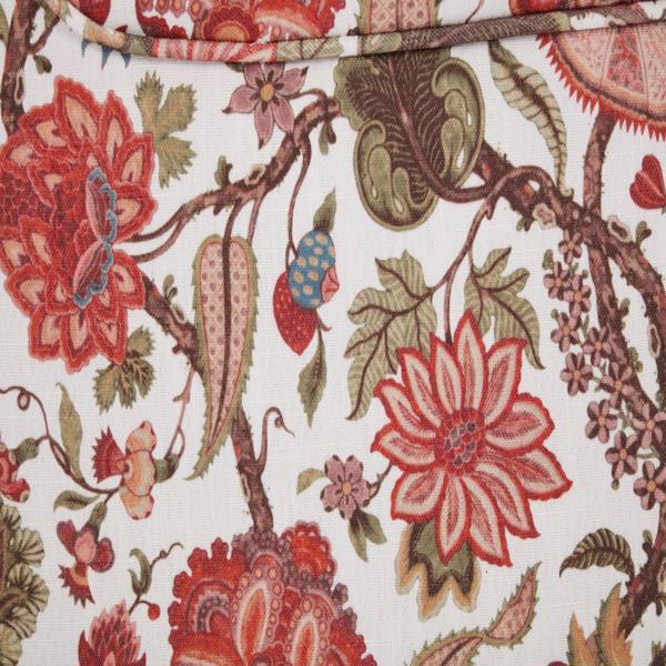 现代风格休闲椅，搭配复古木质椅腿，舒适软垫扶手椅，花卉图案单人沙发椅，适合客厅、卧室、办公室使用 - 花卉红色-21