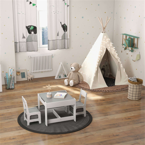 二合一儿童活动桌椅套装，双面白板和黑板，带隐藏式存储，经认证的无毒中密度纤维板，适合3-7岁儿童的完美礼物（白色）-8