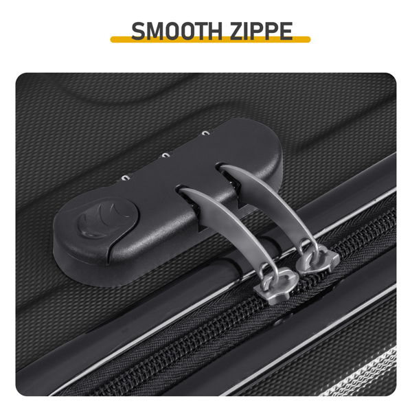 三合一竖纹磨砂箱壳非TSA海关锁28寸拆卸轮 ABS拉杆箱 20in 24in 28in ABS 全配色黑色-7