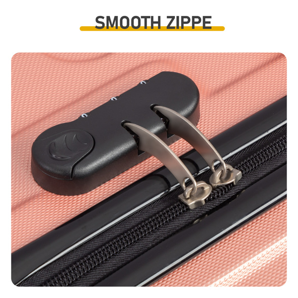 三合一竖纹磨砂箱壳非TSA海关锁28寸拆卸轮 ABS拉杆箱 20in 24in 28in ABS 全配色玫瑰金色-8