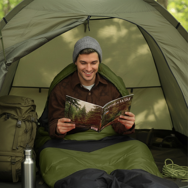 绿底黑色箭头 睡袋 涤丝布防水面布 春亚纺透气灰里布 中空棉 210*85cm 戴帽加热款 1500g 三档调温 带收纳袋 温度范围-10-10℃-3