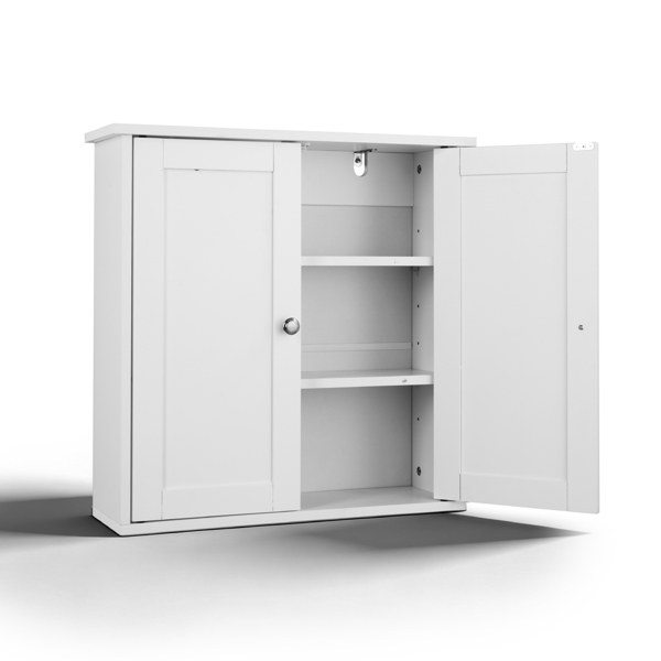 白色 E1密度板喷漆 60*18*60cm 双门2搁架 浴室壁柜-6