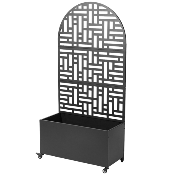 91.5*38*180CM  3层半圆弧顶 网格拆装式 带轮铁花架种植筐 黑色 铁种植-12