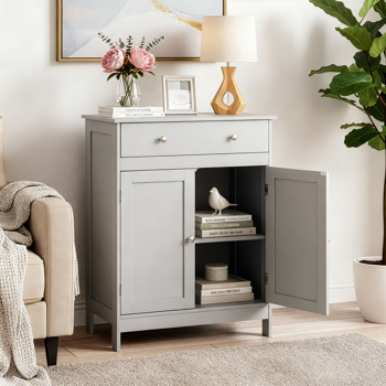 灰色 刨花板三胺贴面 60*30*80cm 双门 单抽 浴室立柜