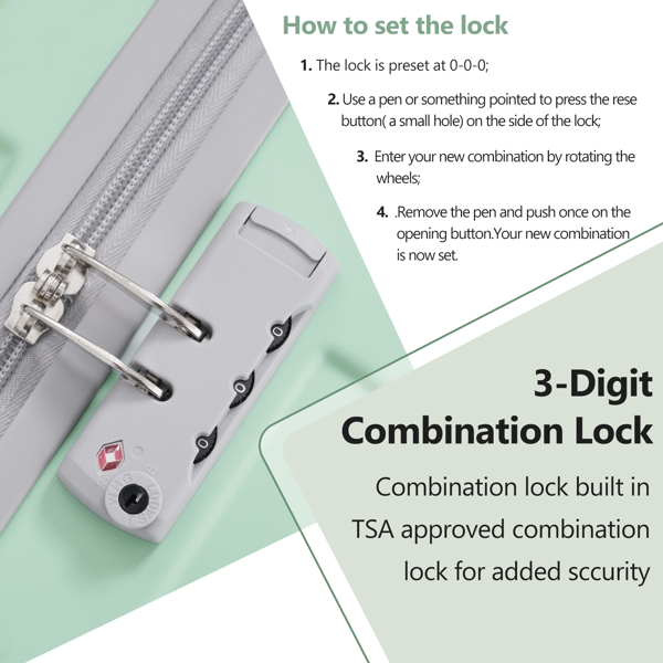 20英寸登机箱三件套，带万向轮，轻便硬壳ABS材质，适合短途旅行和商务出行-2