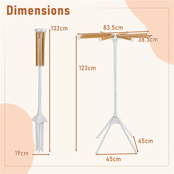 可折叠竹制晾衣架，带40个衣架槽，节省空间的室内洗衣烘干架-3
