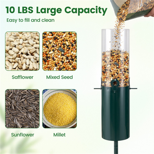 防松鼠立式喂鸟器，4个喂食口，采用重型金属和PC结构-7