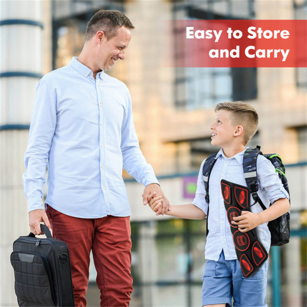 初学者9垫电鼓套装，MIDI USB连接双立体声扬声器 黑+红-7