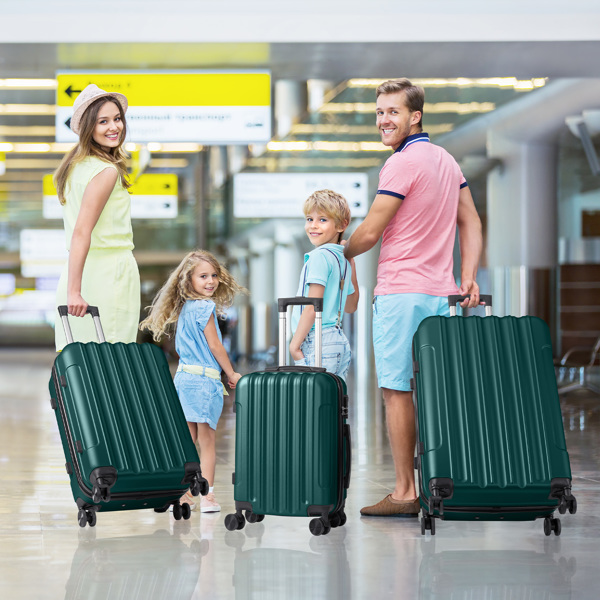 三合一竖纹磨砂箱壳非TSA海关锁28寸拆卸轮 ABS拉杆箱 20in 24in 28in ABS 全配色墨绿色-18