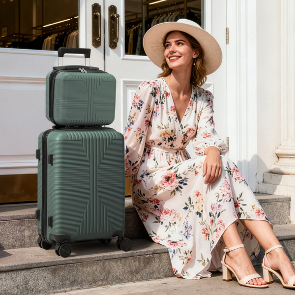 非TSA海关锁二合一 PP拉杆箱 12in 20in PP 墨绿色-17