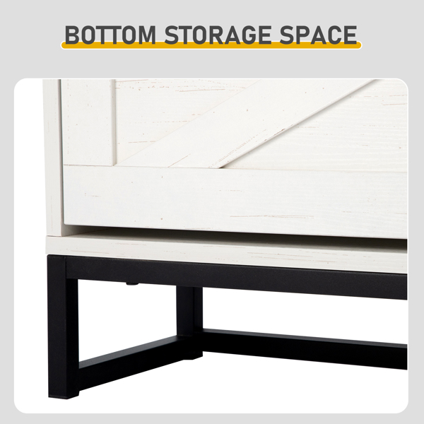 谷仓门3翻斗柜顶部有挡板 鞋柜 刨花板 80*24*145cm 做旧白-10