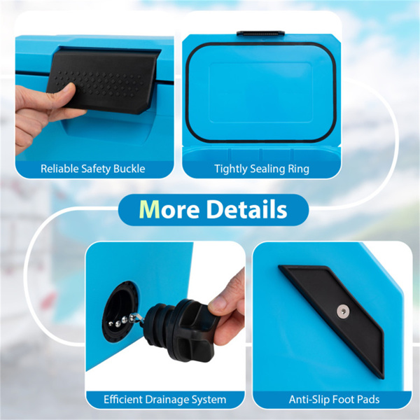 21Qt便携式冷藏箱，带3层隔热层，硬壳冰柜，带2个杯架，适用于户外露营钓鱼（蓝色）-6