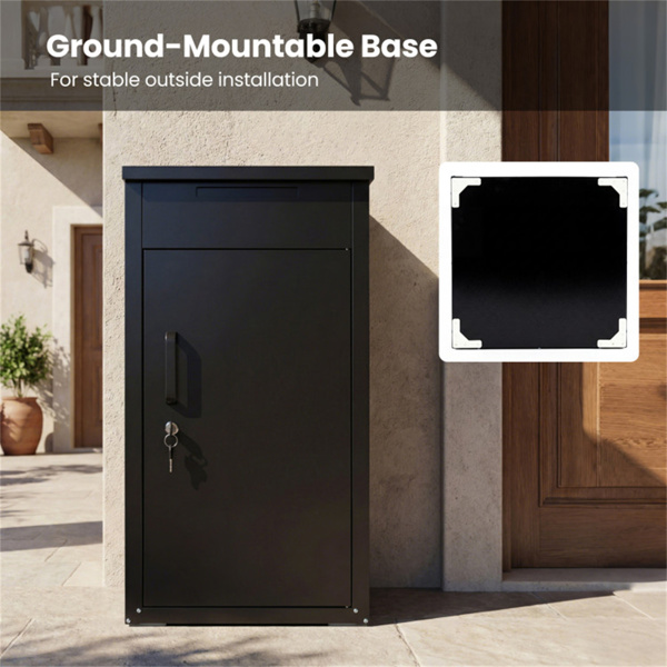 2合1可锁定邮箱和包裹投递箱，室外镀锌钢（黑色）-8
