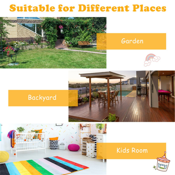 儿童户外野餐桌套装，带可折叠紫外线防护伞，轻便PP儿童活动桌，用于玩耍和用餐-黄色-6