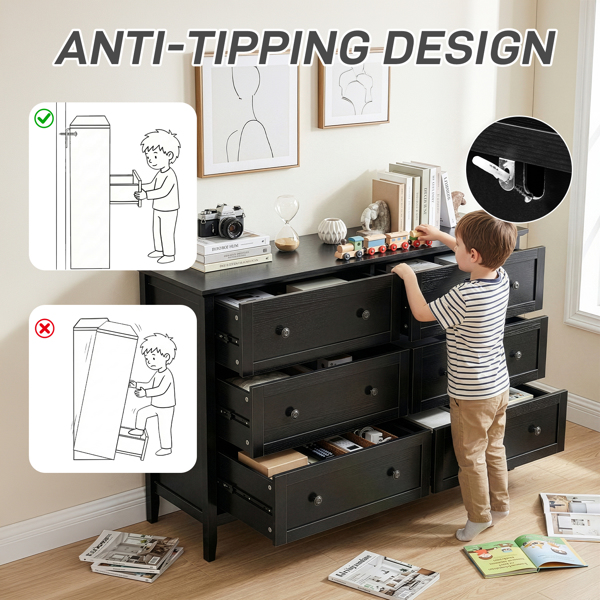 黑色浮雕（SG017FD） P2 刨花板+密度板 三胺 120*40*80cm 拼框 双排双把手六抽 抽屉柜-2