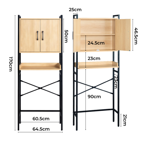 木纹色浮雕  密度板三胺贴面加方管 64.5*30*171cm 双门一搁架 马桶柜-16