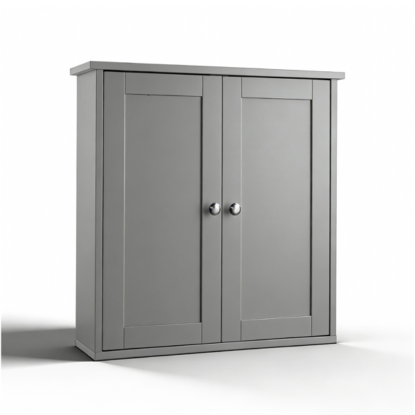 灰色 E1密度板喷漆 60*18*60cm 双门2搁架 浴室壁柜-7