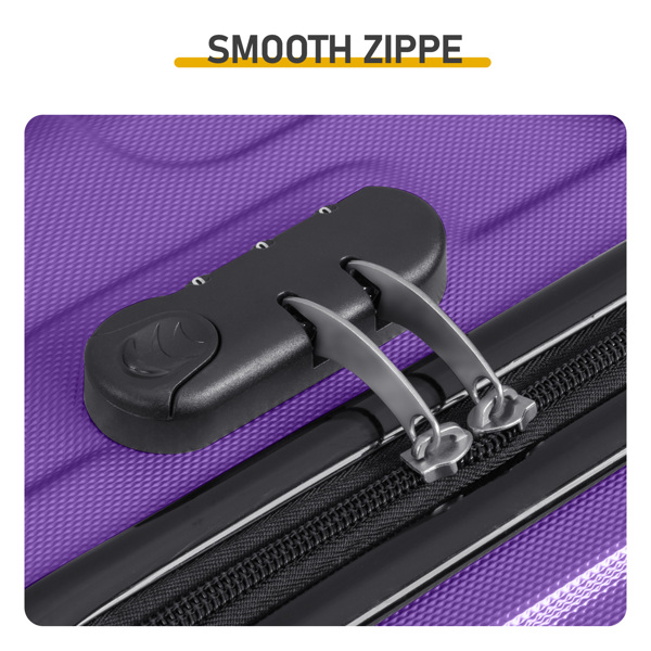 三合一竖纹磨砂箱壳非TSA海关锁28寸拆卸轮 ABS拉杆箱 20in 24in 28in ABS 全配色紫色-10