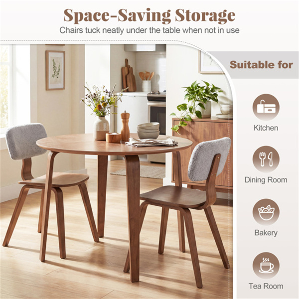 37.5英寸圆形餐桌，4人实心橡胶木腿（胡桃色)-6