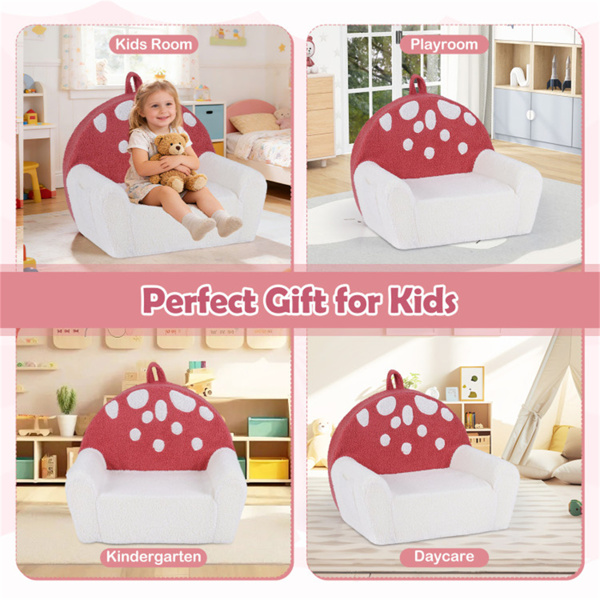 粉色+米色儿童沙发，柔软的泰迪羊毛泡沫沙发，带提手和可拆卸机洗套）-10