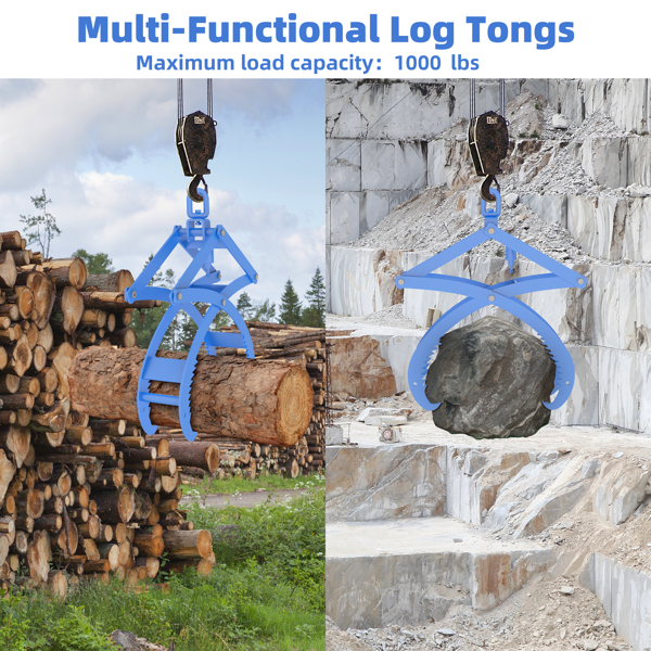 20英寸拖拉机用自动原木夹，重型四爪式伐木夹，带自动锁定和360°旋转挂钩，承重2000磅，适用于ATV、滑移装载机和叉车。--不支持self-pick up且不支持指定仓库发货-5