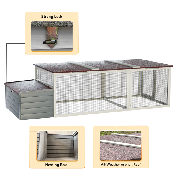 大型鸡舍带活动区，20.93平方英尺户外家禽笼，防风雨沥青屋顶，木制鸡舍带产蛋箱和安全锁，适合后院使用--不支持self-pick up且不支持指定仓库发货-11