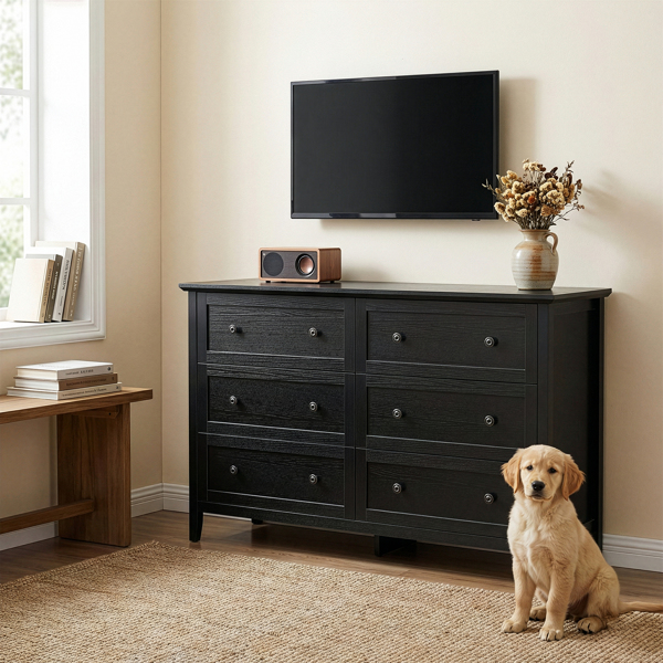 黑色浮雕（SG017FD） P2 刨花板+密度板 三胺 120*40*80cm 拼框 双排双把手六抽 抽屉柜-11