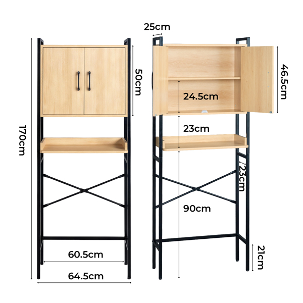 木纹色浮雕  密度板三胺贴面加方管 64.5*30*171cm 双门一搁架 马桶柜-10