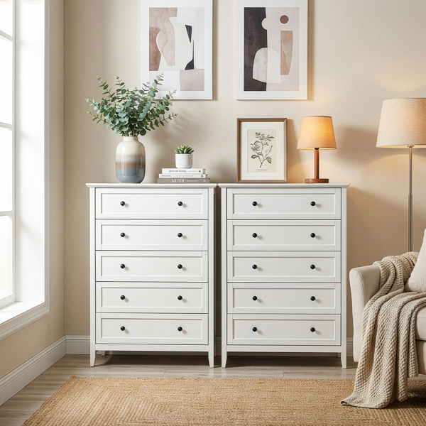 白色浮雕（SG014FD ） P2 刨花板+密度板 三胺 80*40*115cm  拼框 双把手五抽 抽屉柜-7