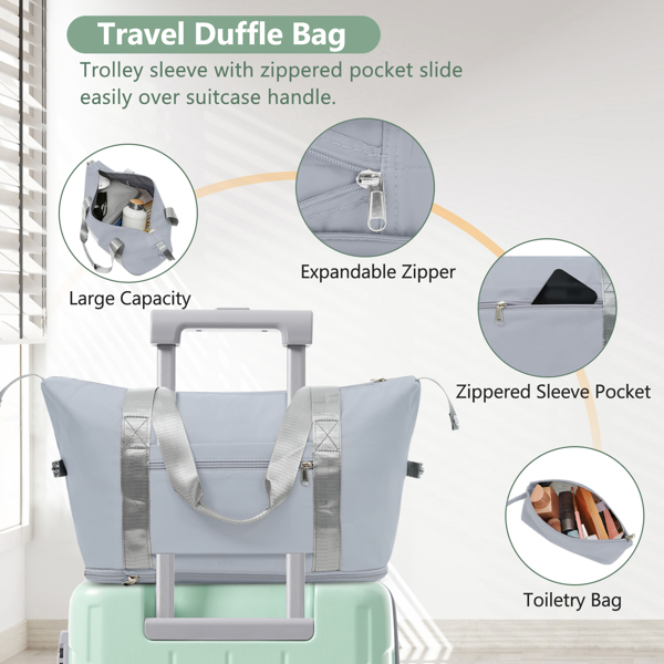 20英寸登机箱三件套，带万向轮，轻便硬壳ABS材质，适合短途旅行和商务出行-4