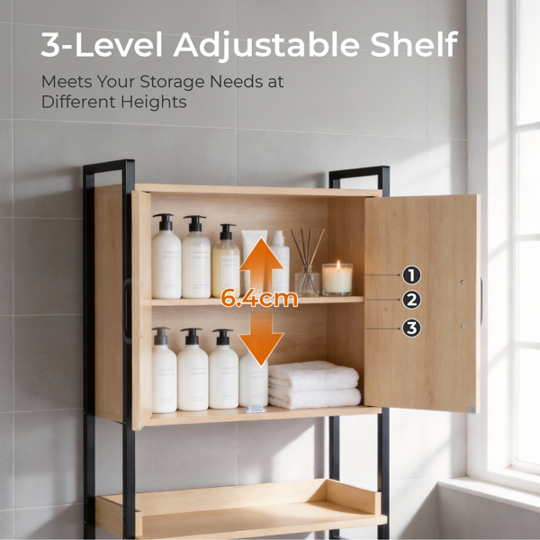 木纹色浮雕  密度板三胺贴面加方管 64.5*30*171cm 双门一搁架 马桶柜-5