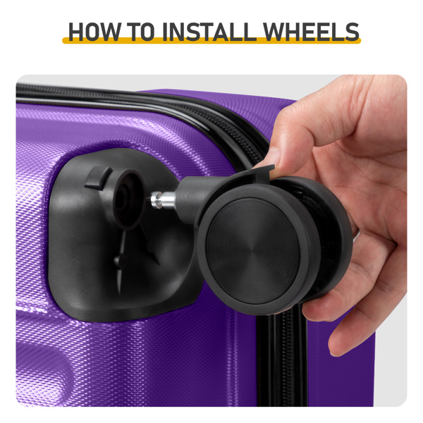 三合一竖纹磨砂箱壳非TSA海关锁28寸拆卸轮 ABS拉杆箱 20in 24in 28in ABS 全配色紫色-8