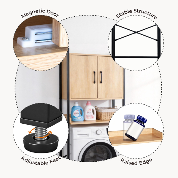 木纹色浮雕  密度板三胺贴面加方管 64.5*30*171cm 双门一搁架 马桶柜-2