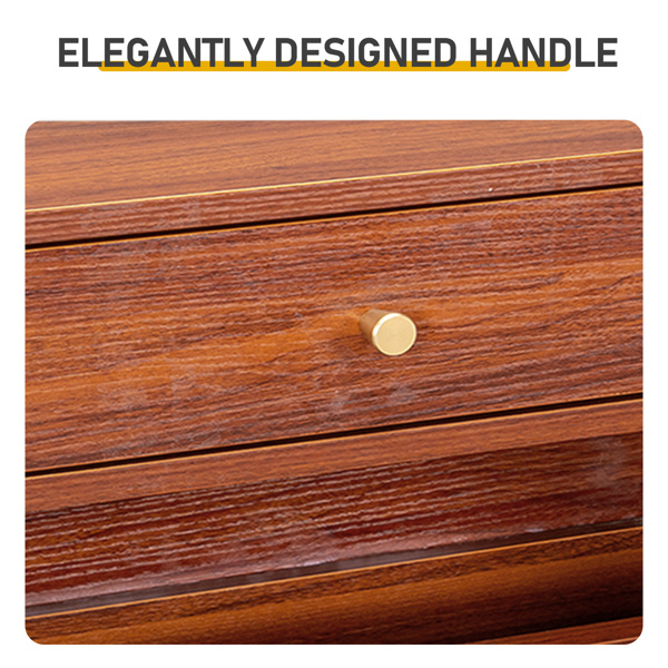 藤面1抽2翻斗 鞋柜 刨花板 54*24*110cm 棕色-8