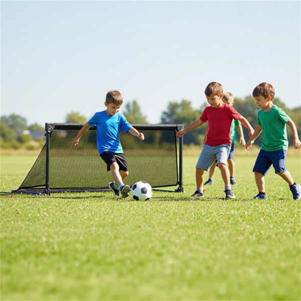 47英寸便携式折叠式足球球门（M码，黑色）-重型金属框架，防撕裂PE网-7